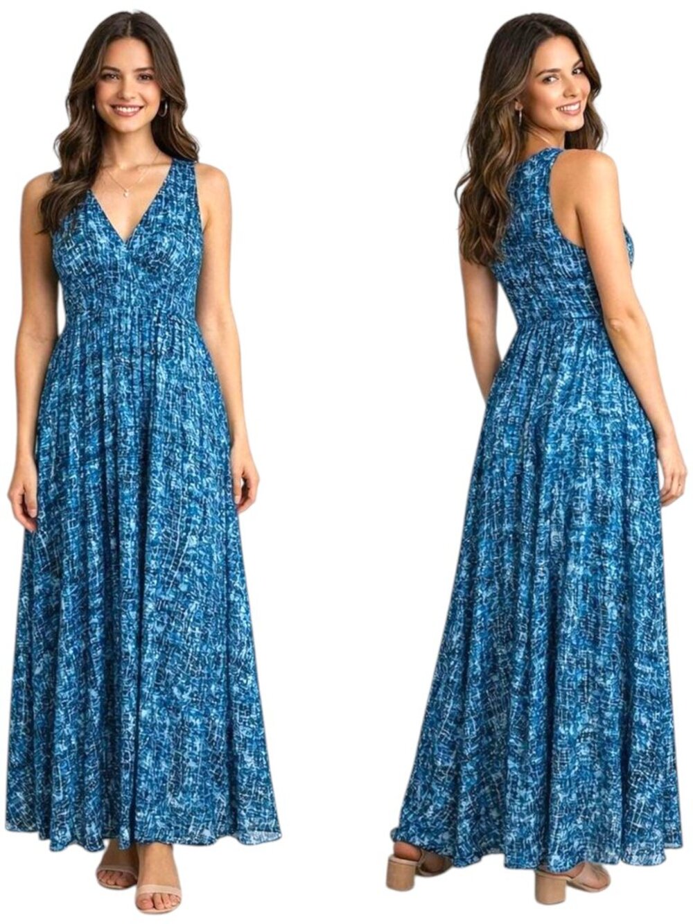Derek Lam for Design Nation Maxi Dress in Armadillo - Blue - M